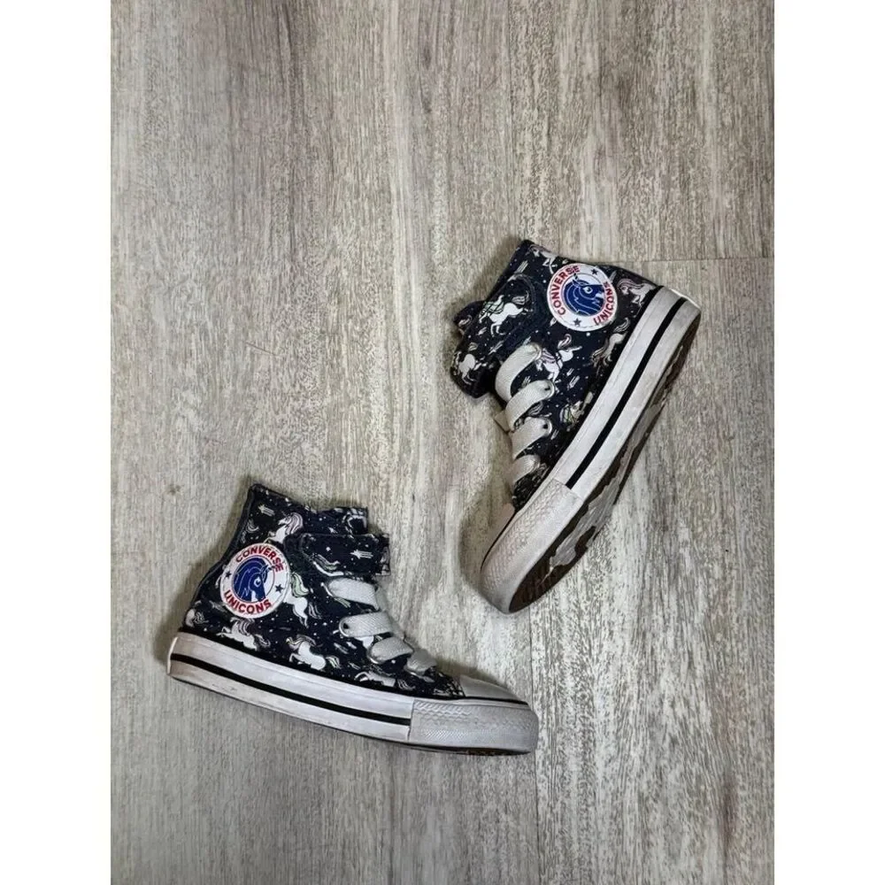 Converse All Star High Top Unicorn Toddler Sneakers Size 5 Lace‎ Up Hook & Loop.